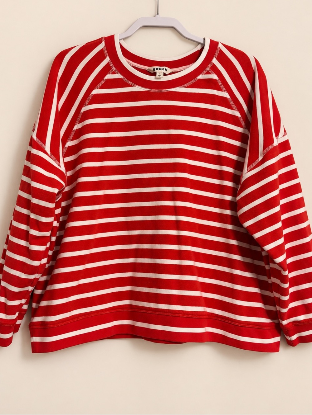 Boden Red & White Striped Sweatshirt Top Size XL - Picture 2 of 8